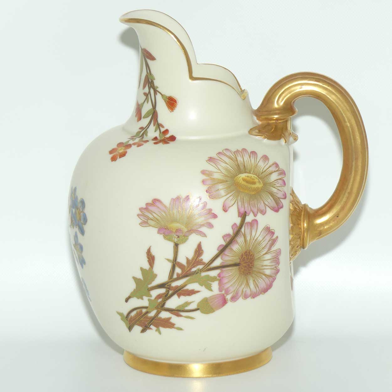 Royal Worcester Blush Ivory hand painted flatback Daisy jug (Large)
