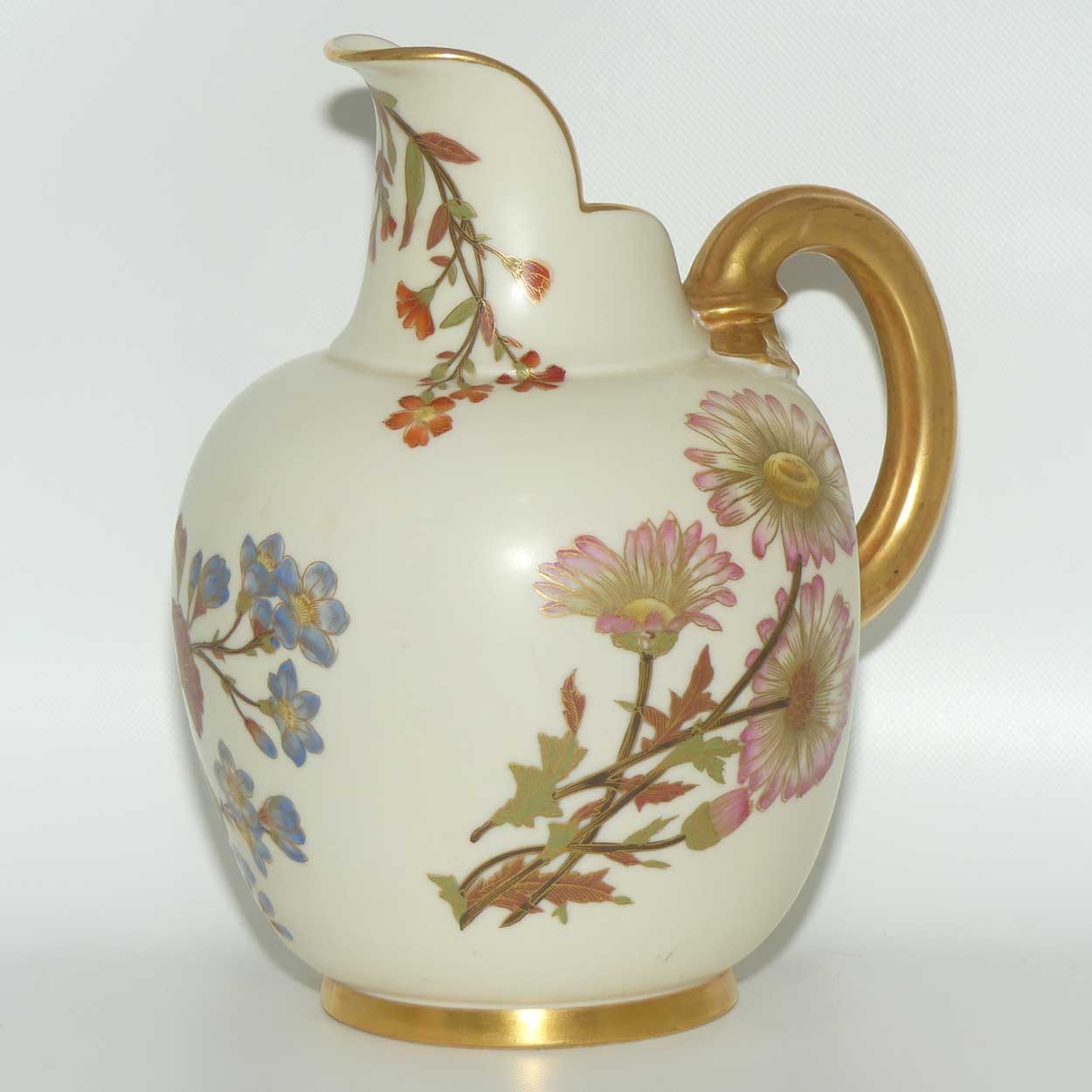 Royal Worcester Blush Ivory hand painted flatback Daisy jug (Large)