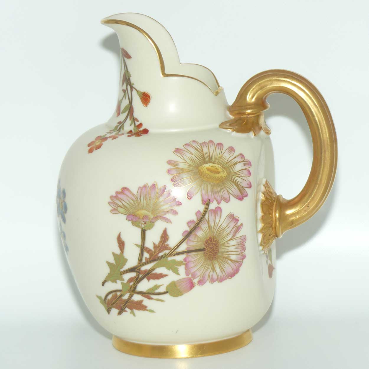Royal Worcester Blush Ivory hand painted flatback Daisy jug (Large)