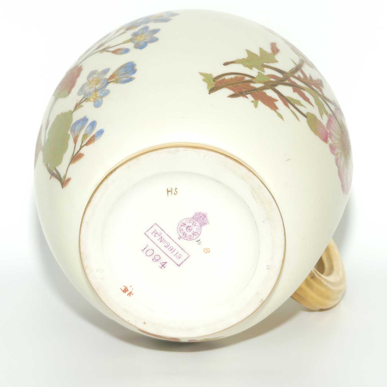 Royal Worcester Blush Ivory hand painted flatback Daisy jug (Large)