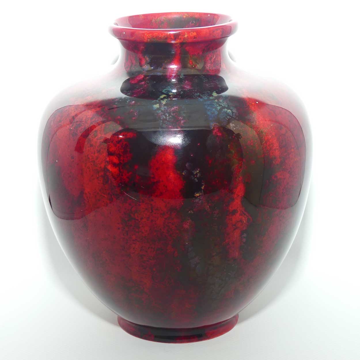 Royal Doulton Flambe mottled bulbous vase (Noke & Moore; #2)