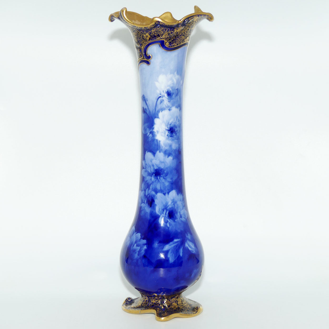 Doulton Burslem classical Blue and White floral vase | Art Nouveau shape