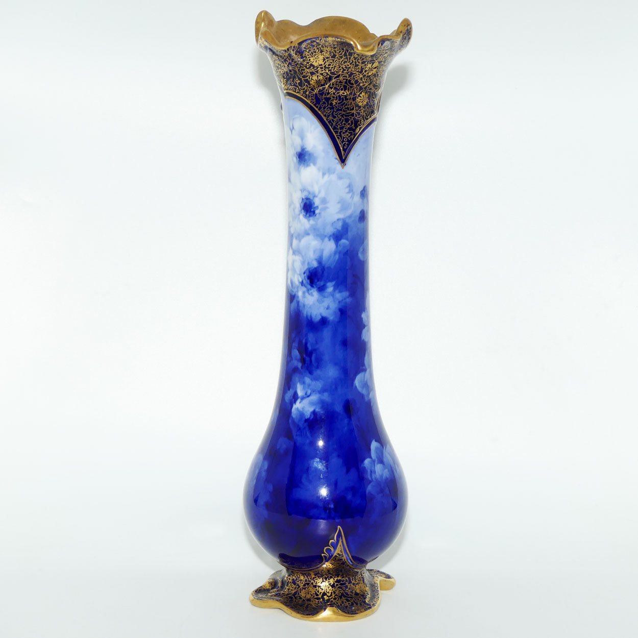 Doulton Burslem classical Blue and White floral vase | Art Nouveau shape