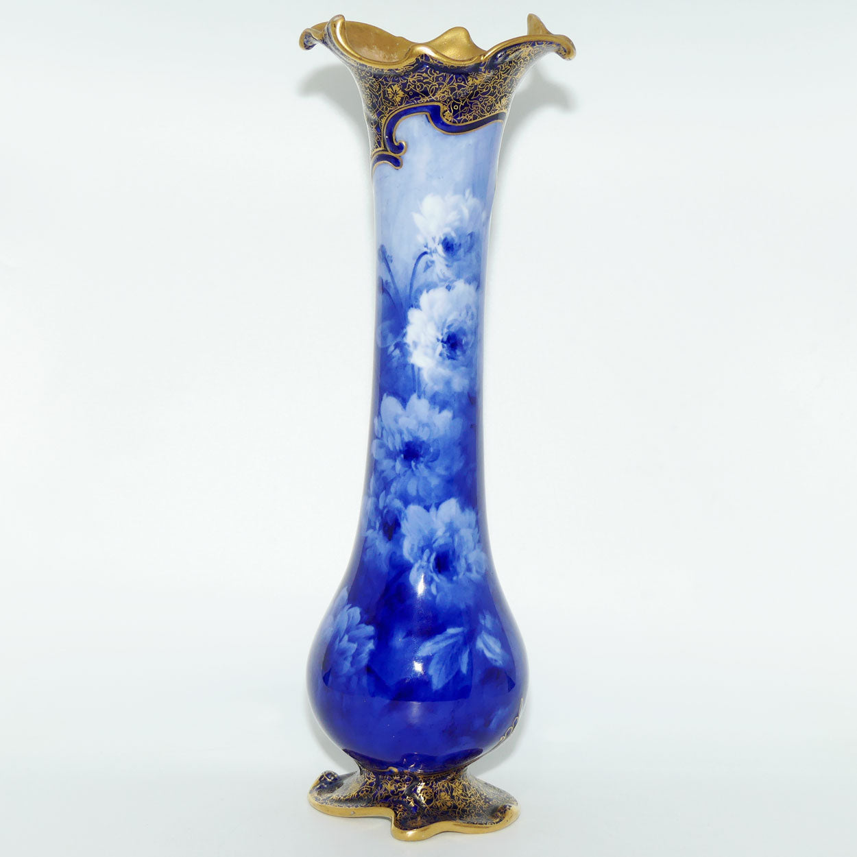 Doulton Burslem classical Blue and White floral vase | Art Nouveau shape