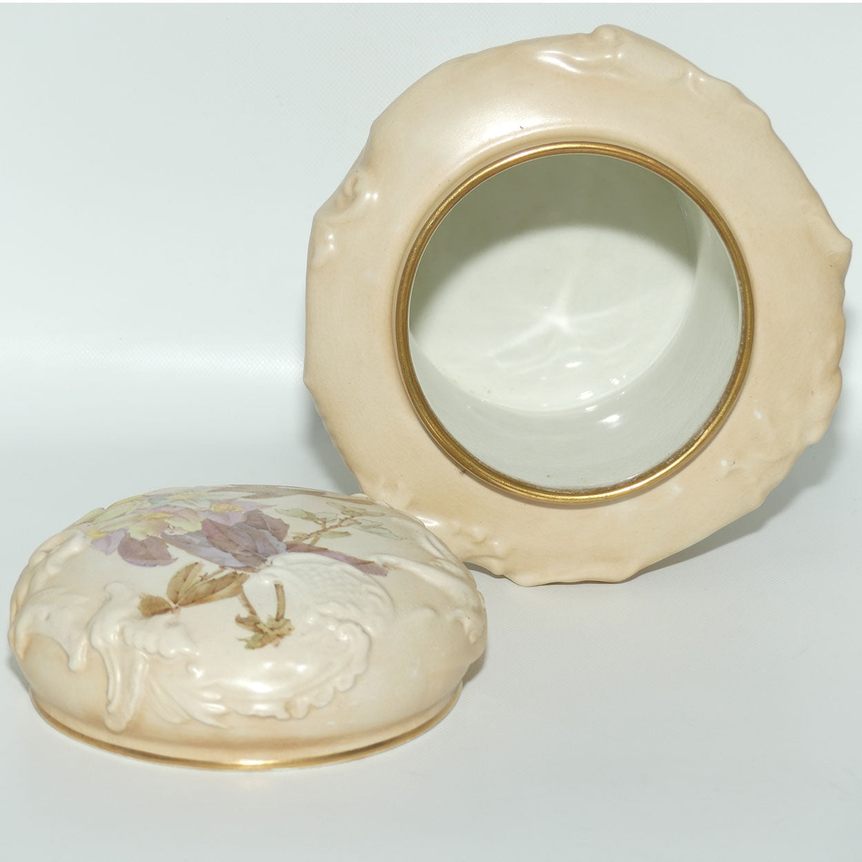 Doulton Burslem Blush Ivory and Floral Lidded Biscuit Barrel