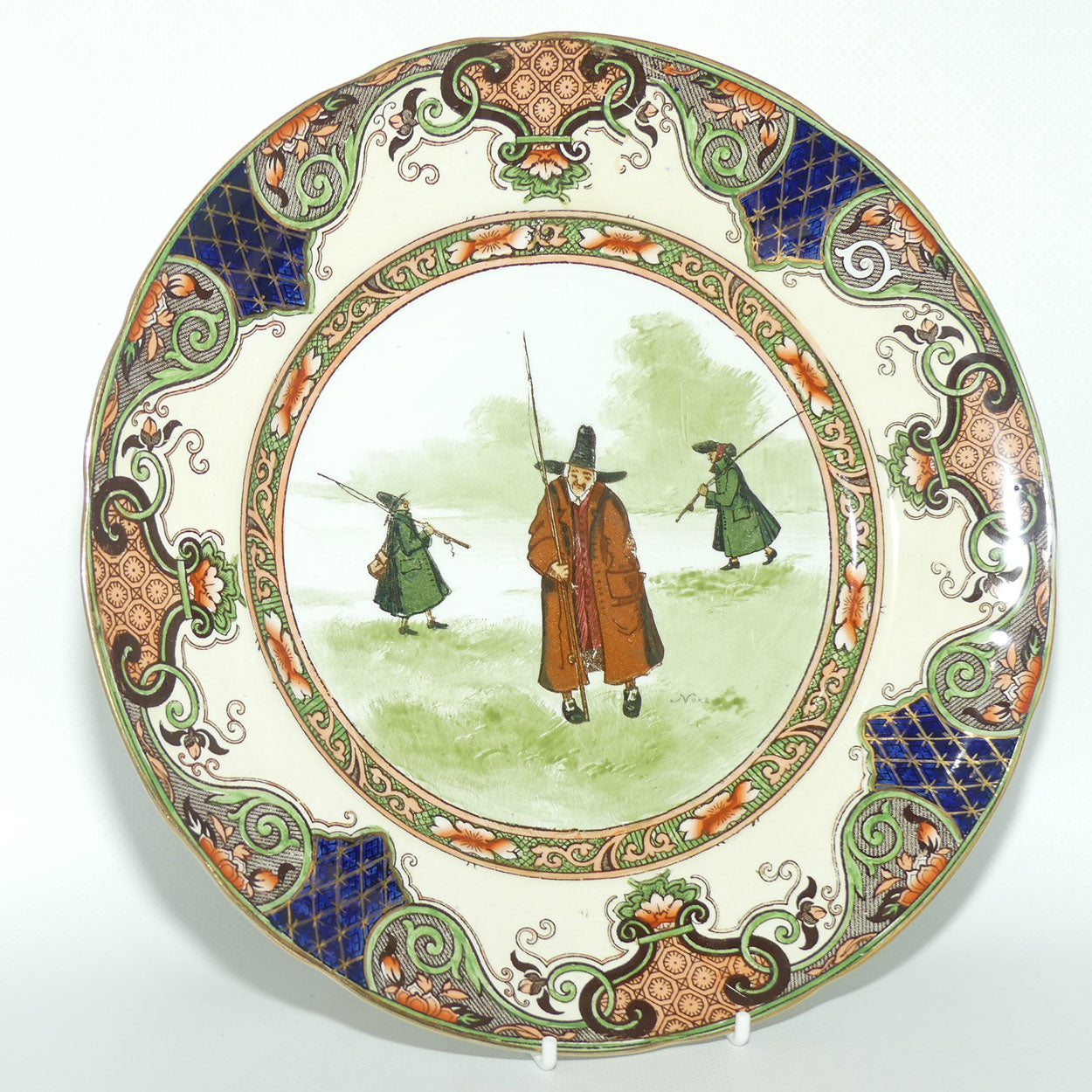 Doulton Burslem Isaac Walton Gallant Fishers Jedo border plate D2420 | #1 Brown Coat