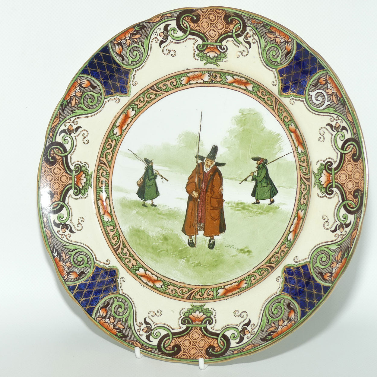 Doulton Burslem Isaac Walton Gallant Fishers Jedo border plate D2420 | #1 Brown Coat