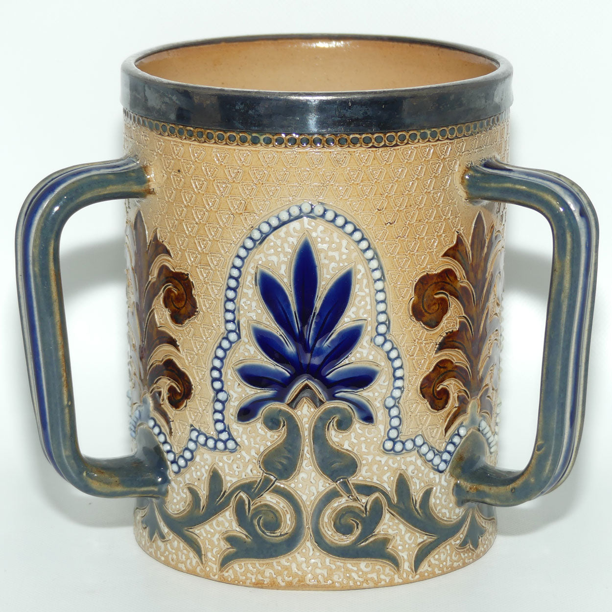 Doulton Lambeth Frank Butler stoneware triple handled loving cup tyg