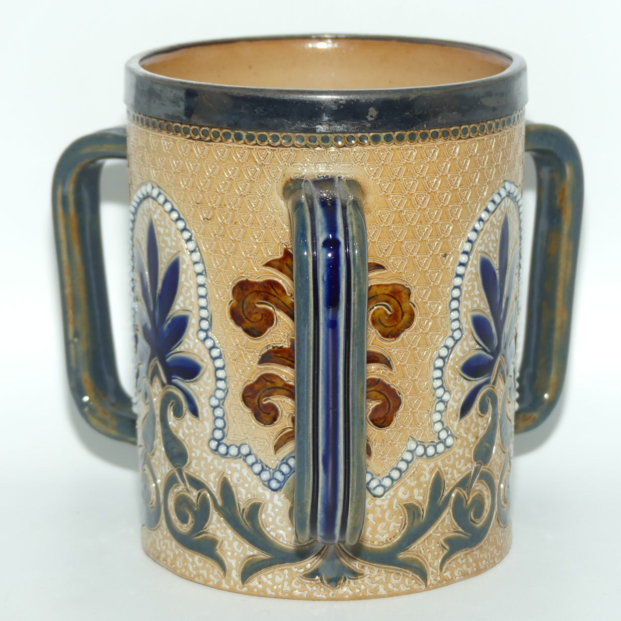 Doulton Lambeth Frank Butler stoneware triple handled loving cup tyg