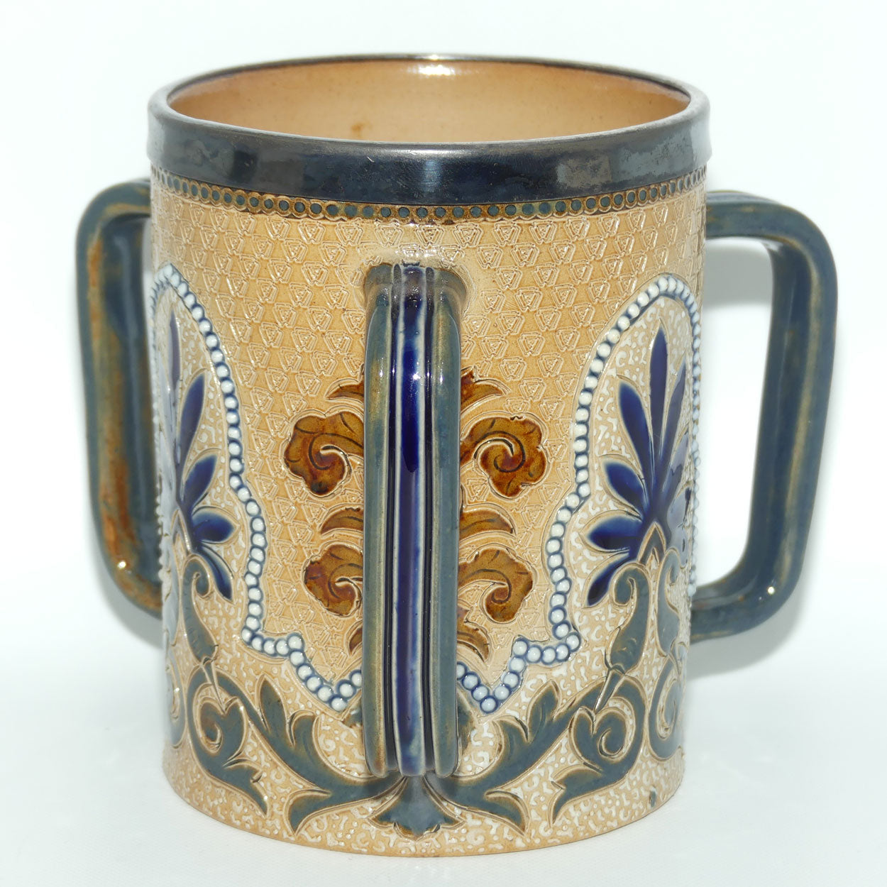 Doulton Lambeth Frank Butler stoneware triple handled loving cup tyg