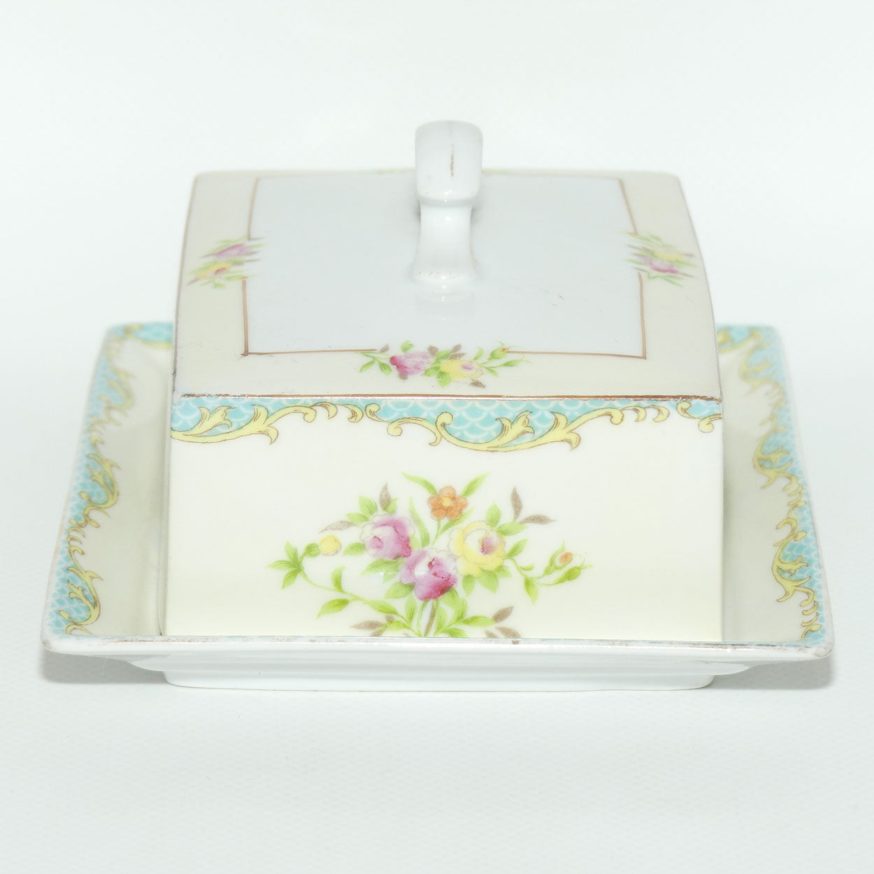 Vintage Retro Noritake Japan floral design butter dish and cover