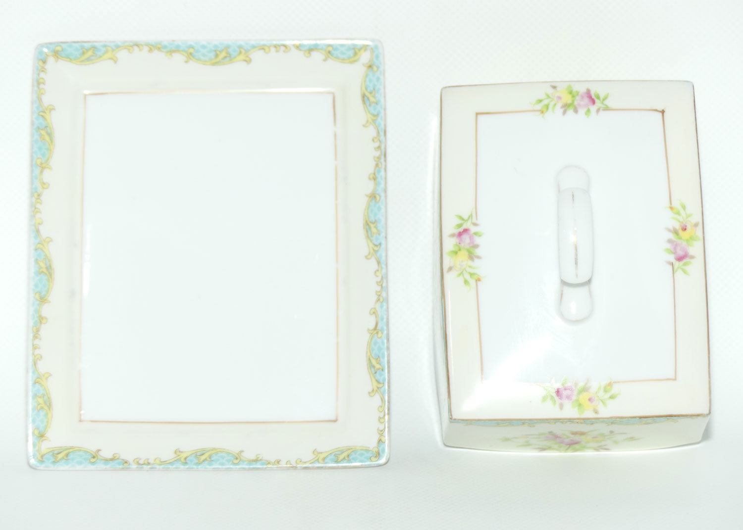 Vintage Retro Noritake Japan floral design butter dish and cover