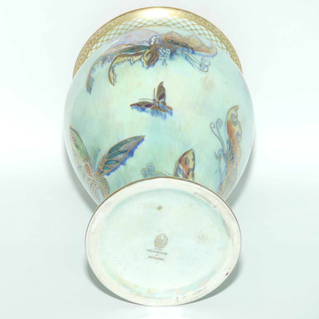 Wedgwood Lustre by Daisy Makeig Jones | Grotesque Butterflies | Pale Blue Mother of Pearl Ground