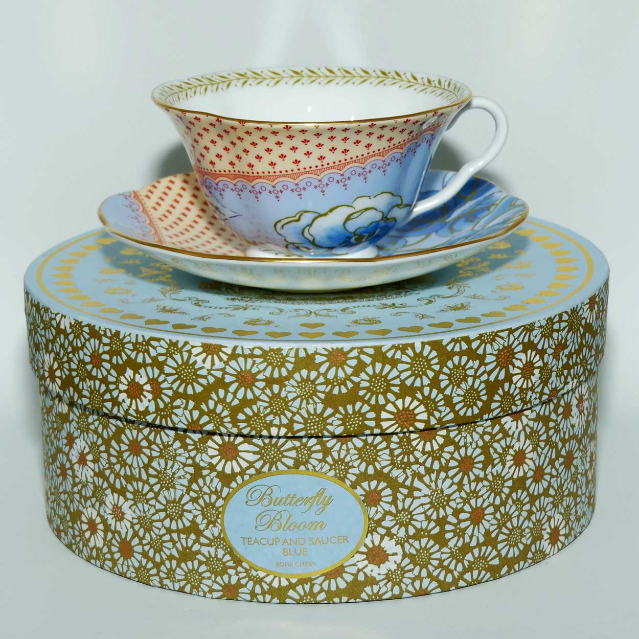 Wedgwood Bone China Butterfly Bloom | Blue | cup and saucer | boxed