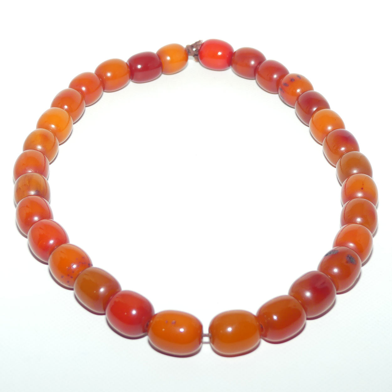 Very Heavy Antique set of Butterscotch Amber beads - strung on cord | 70cm total length