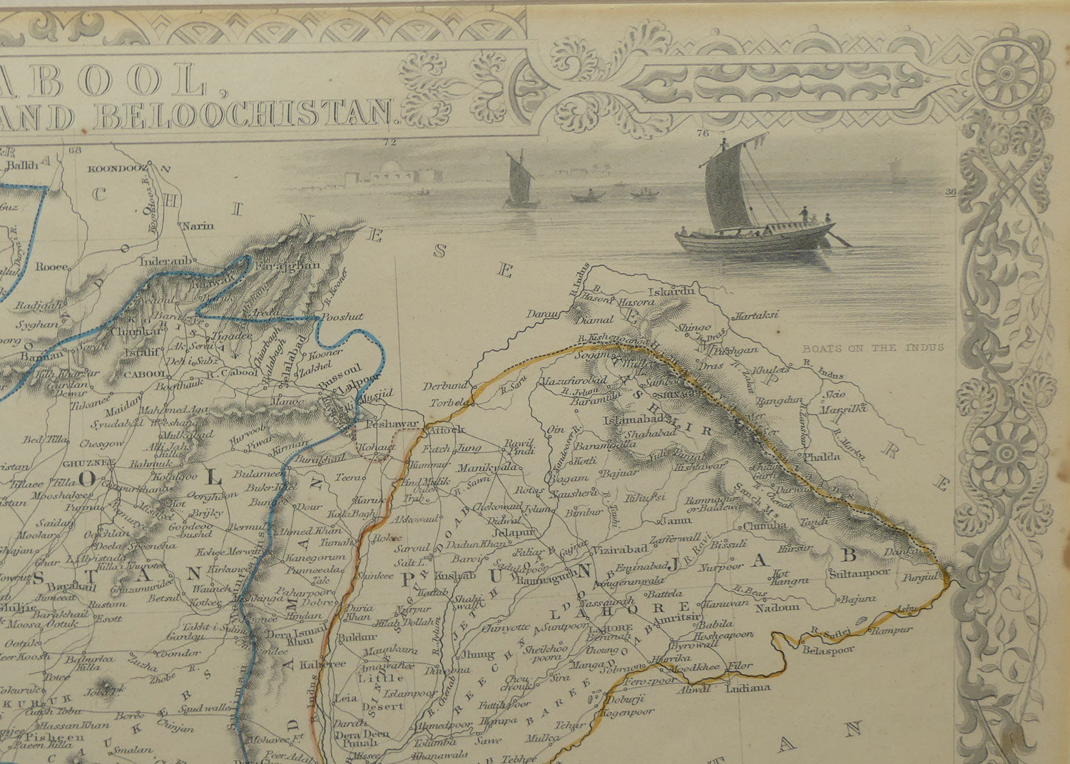 Antiquarian Map | Cabool, The Punjab and Beloochistan by John Tallis