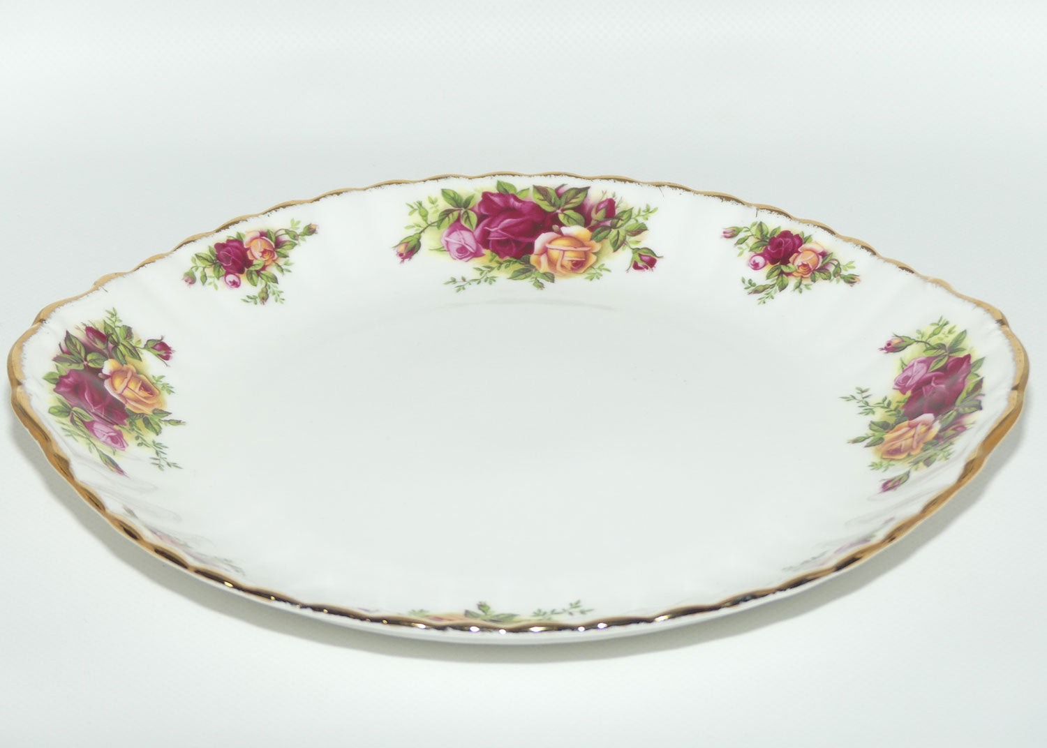 Royal Albert Bone China England Old Country Roses handled cake plate | #2 | © 1962 Royal Albert Ltd backstamp
