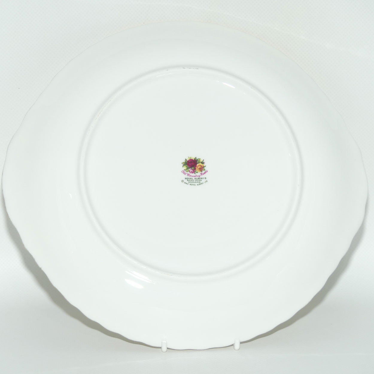 Royal Albert Bone China England Old Country Roses handled cake plate | #2 | © 1962 Royal Albert Ltd backstamp