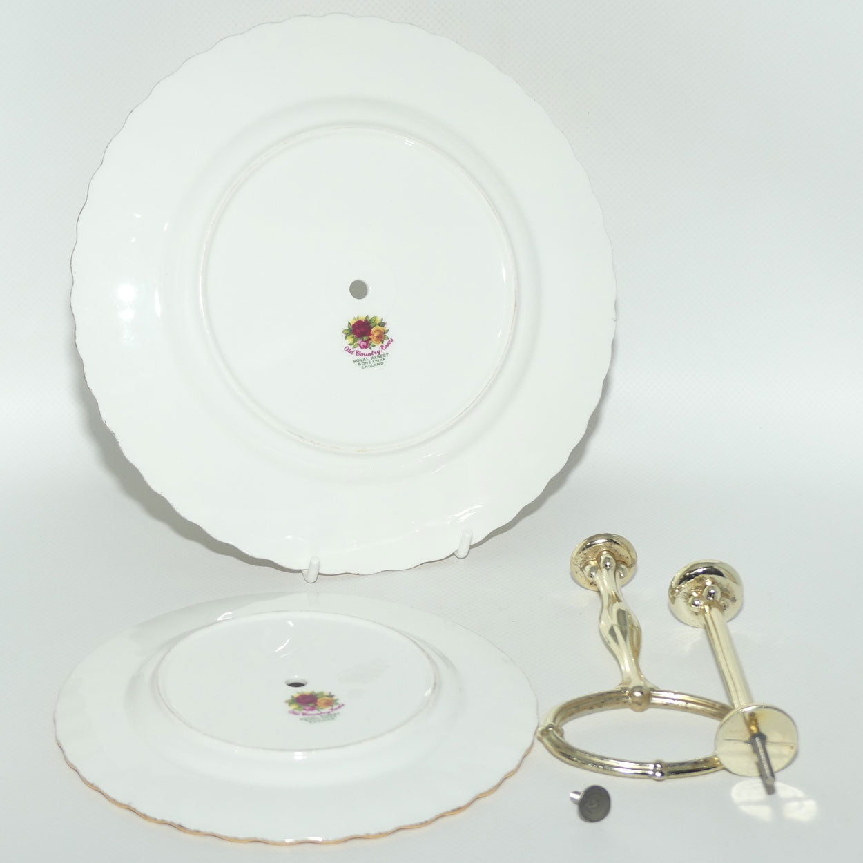 Royal Albert Bone China England Old Country Roses two tier handled cake stand | early stamp