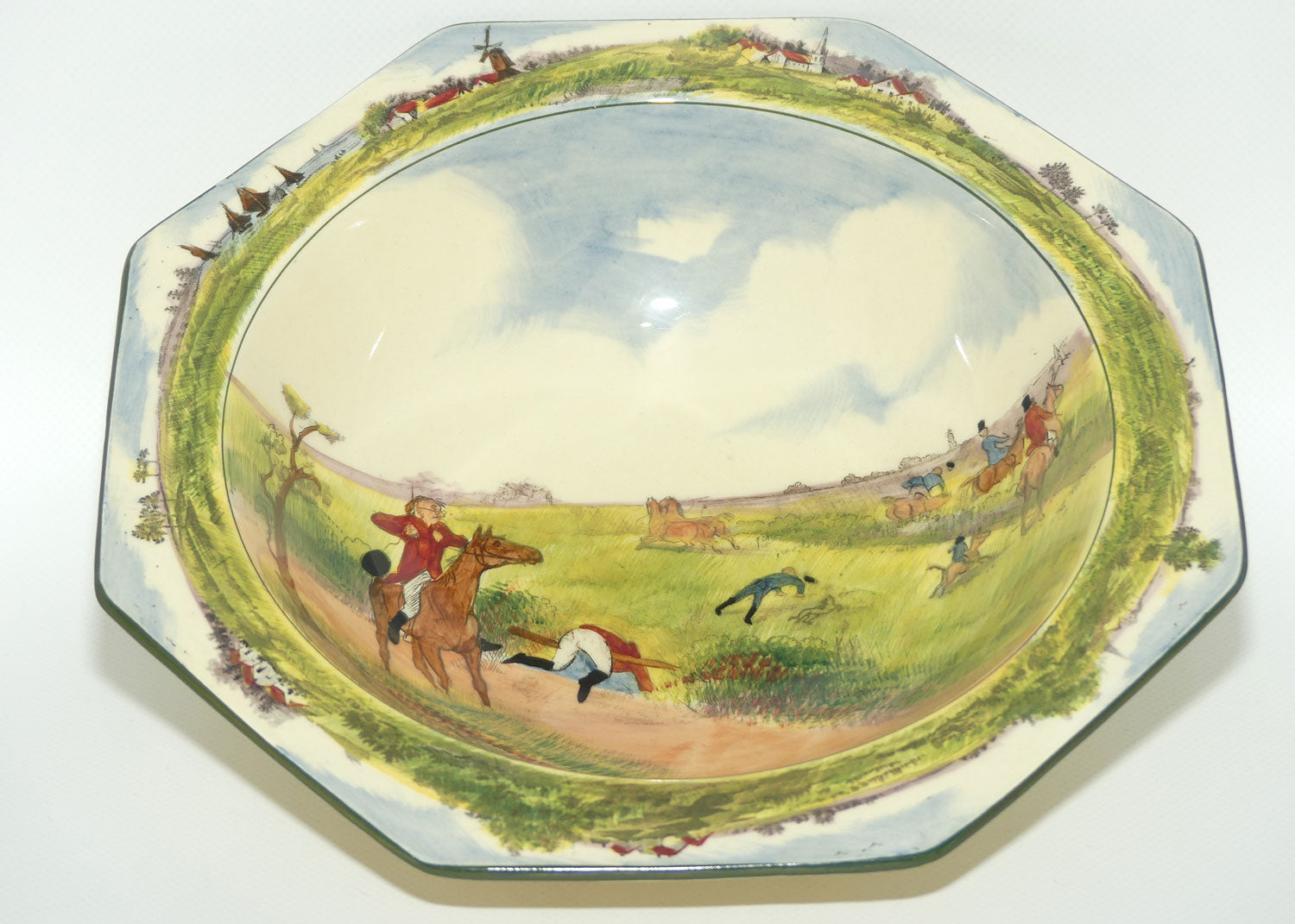 Royal Doulton Caldecott's A Hunting Family octagonal shape bowl D4720