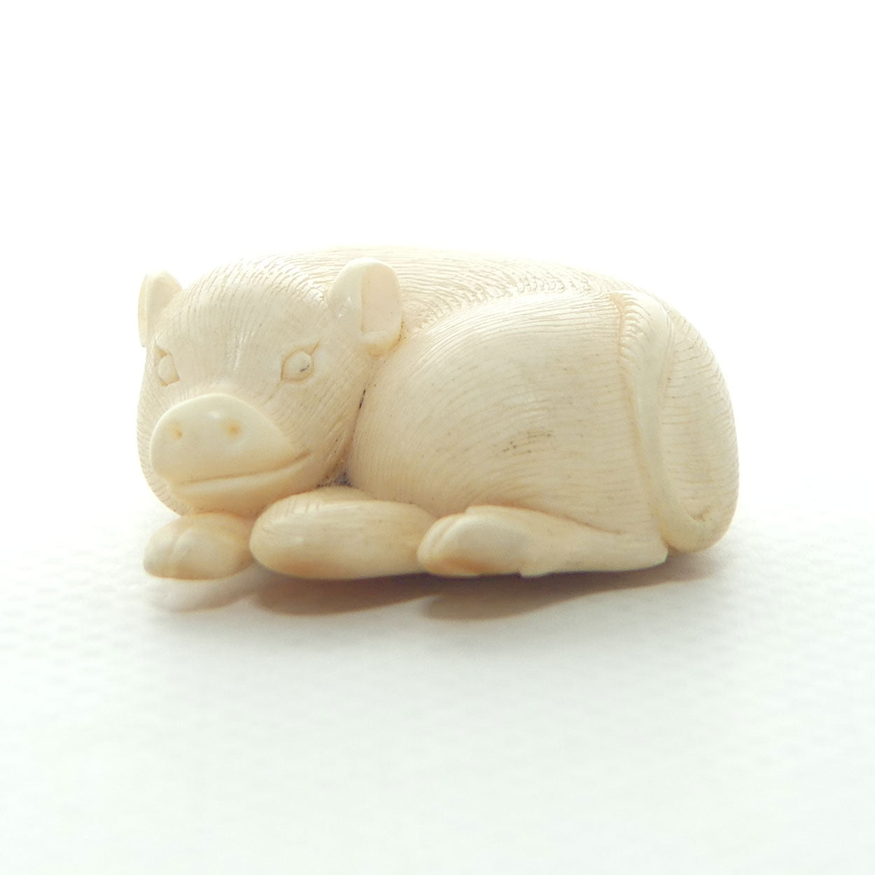 Japanese Carved Ivory miniature Okimono | Resting Calf