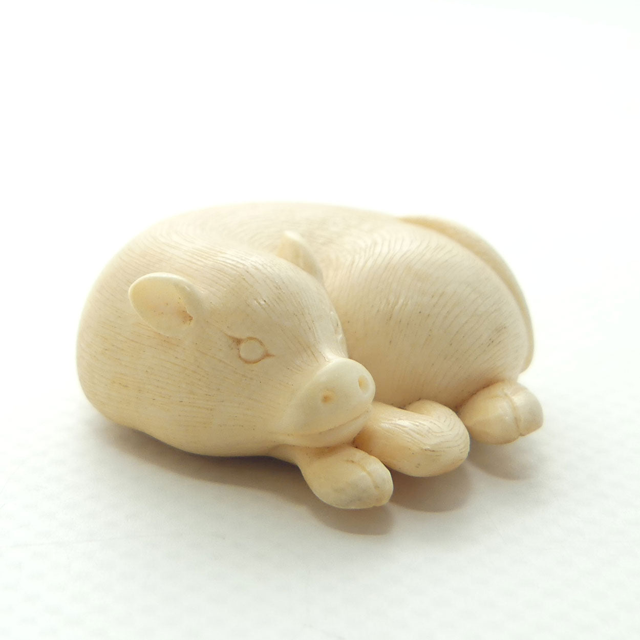 Japanese Carved Ivory miniature Okimono | Resting Calf