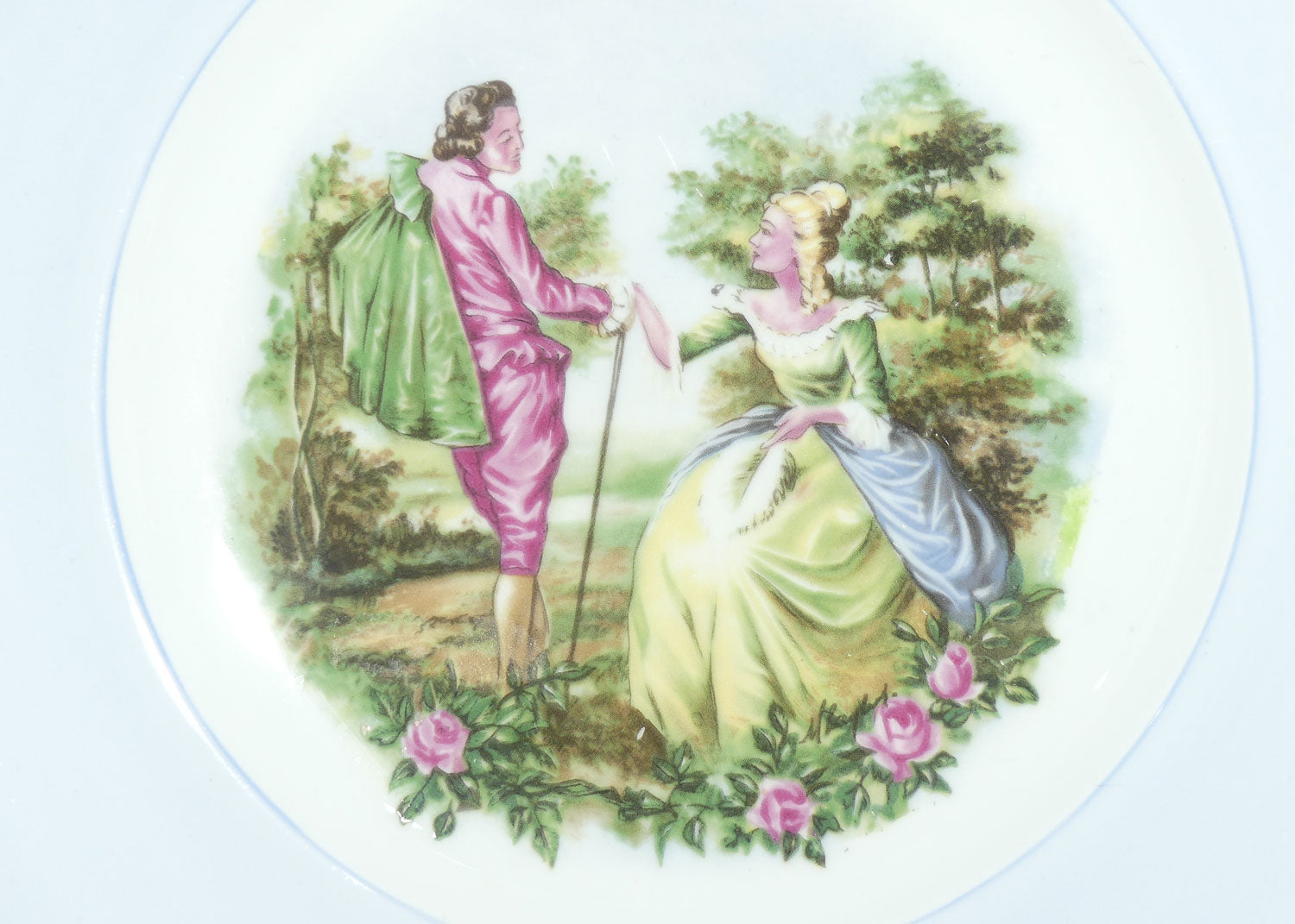 Shelley England Courting Scene Cameo plate | Blue border