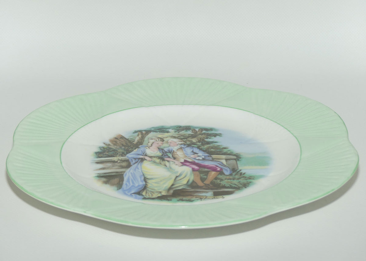 Shelley England Courting Scene plate | Lady Seated | Green border | Dainty