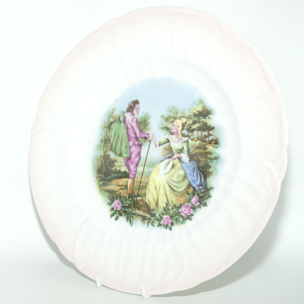 Shelley England Courting Scene Cameo plate | Pink border | Oleander