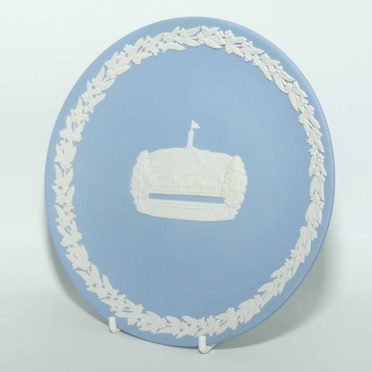 Wedgwood Jasper | Australian Capital Cities | White on Pale Blue | Canberra plate | 16.5cm | box + Cert