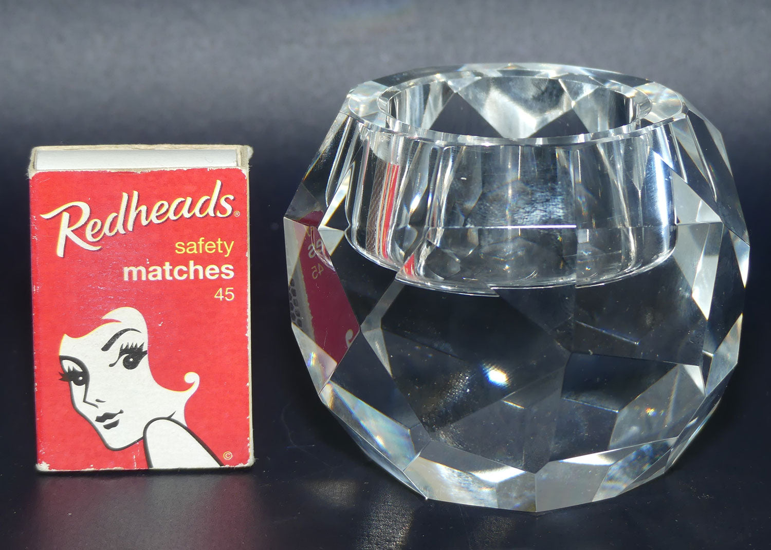 Oleg Cassini heavy cut crystal tea light holder