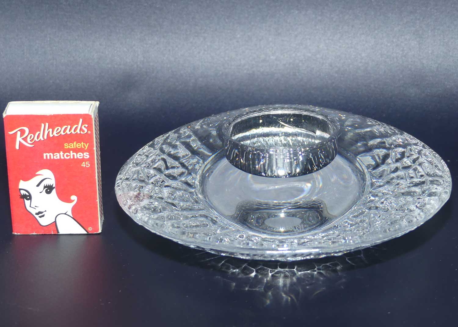 Orrefors Crystal discuss candleholder by Lars Hellsten