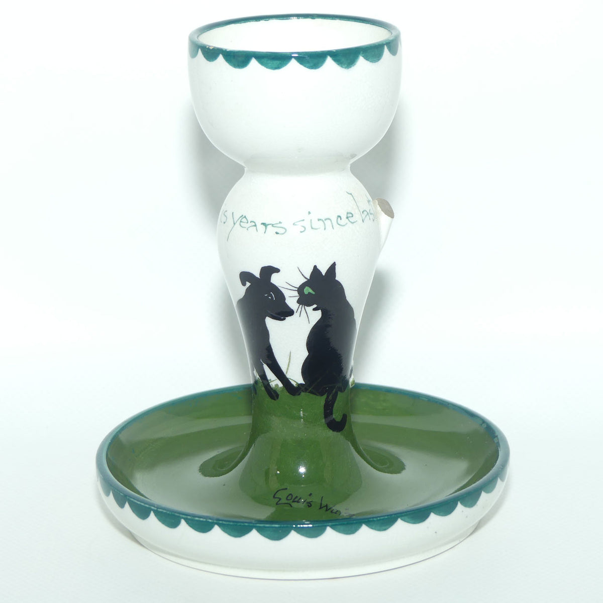 The Bristol Cat and Dog Pottery chamberstick | decorated by Louis Wain