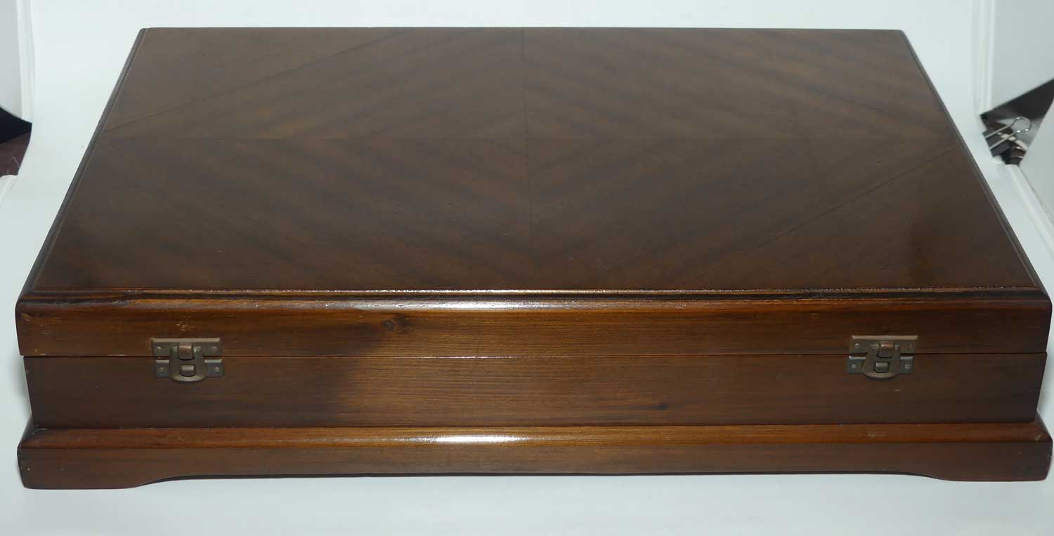 43 piece Silver plated Cutlery set with Faux Bone Handle Knives in Canteen