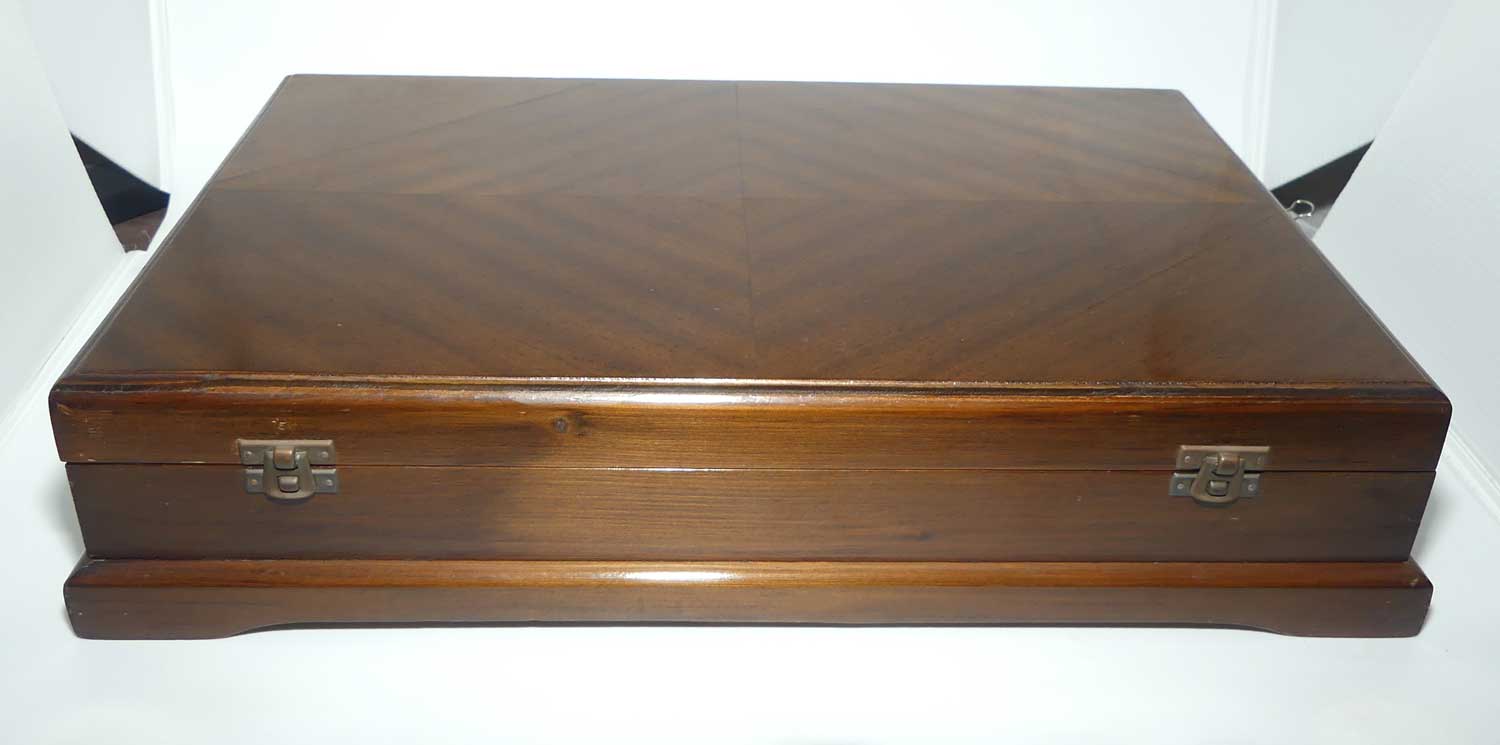 43 piece Silver plated Cutlery set with Faux Bone Handle Knives in Canteen