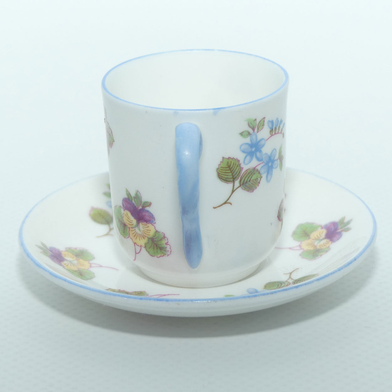 Shelley Canterbury shape miniature Pansy, Rose, Forget Me Not duo