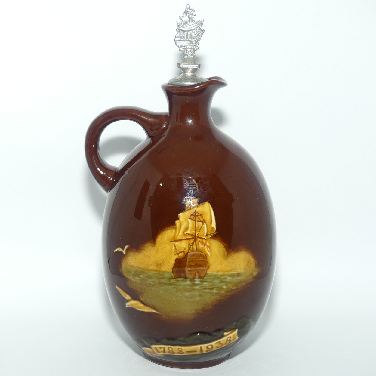 Royal Doulton Kingsware Captain Phillip 1788 - 1938 flask | #2 | with stopper | Dewars
