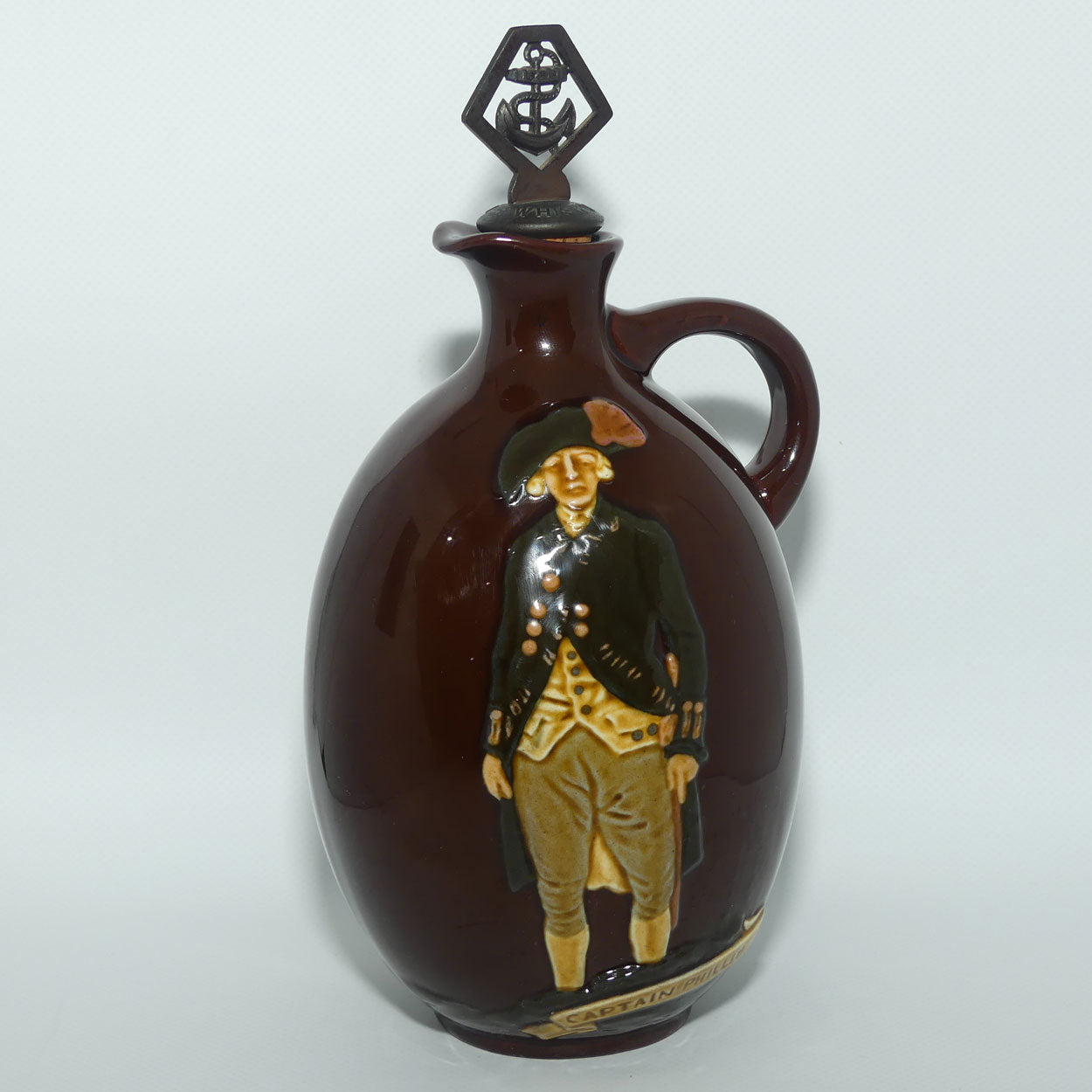 Royal Doulton Kingsware Captain Phillip 1788 - 1938 flask | with stopper | Dewars