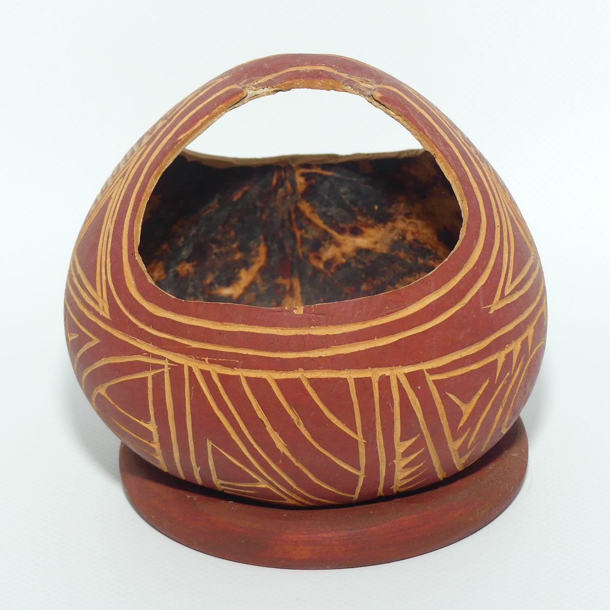 PNG Artifact | Carved Coconut Basket on stand