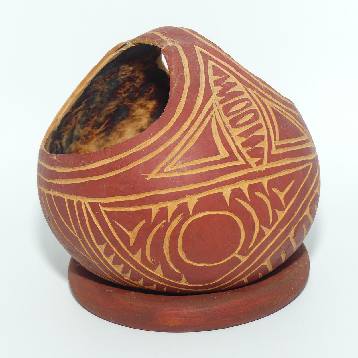PNG Artifact | Carved Coconut Basket on stand