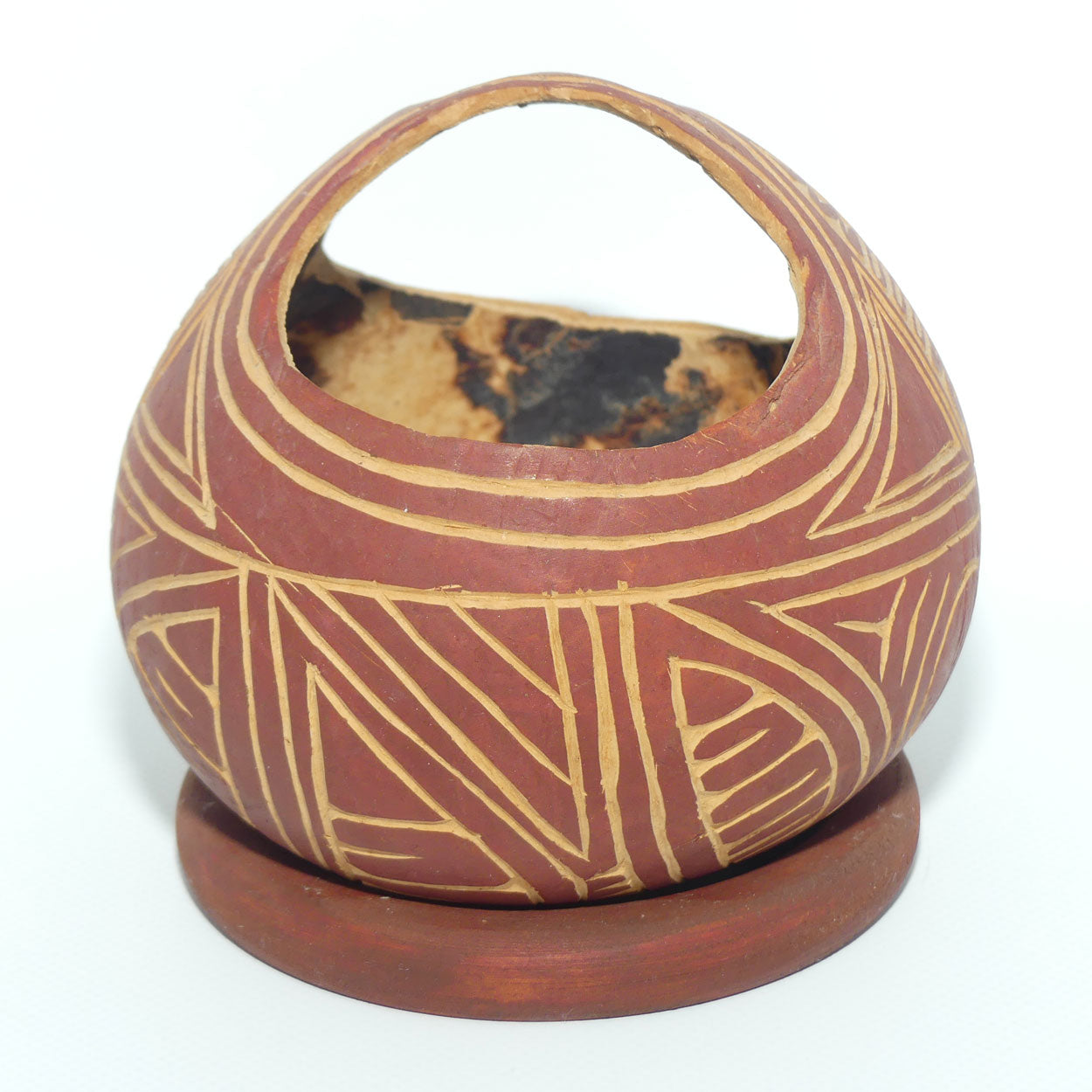 PNG Artifact | Carved Coconut Basket on stand