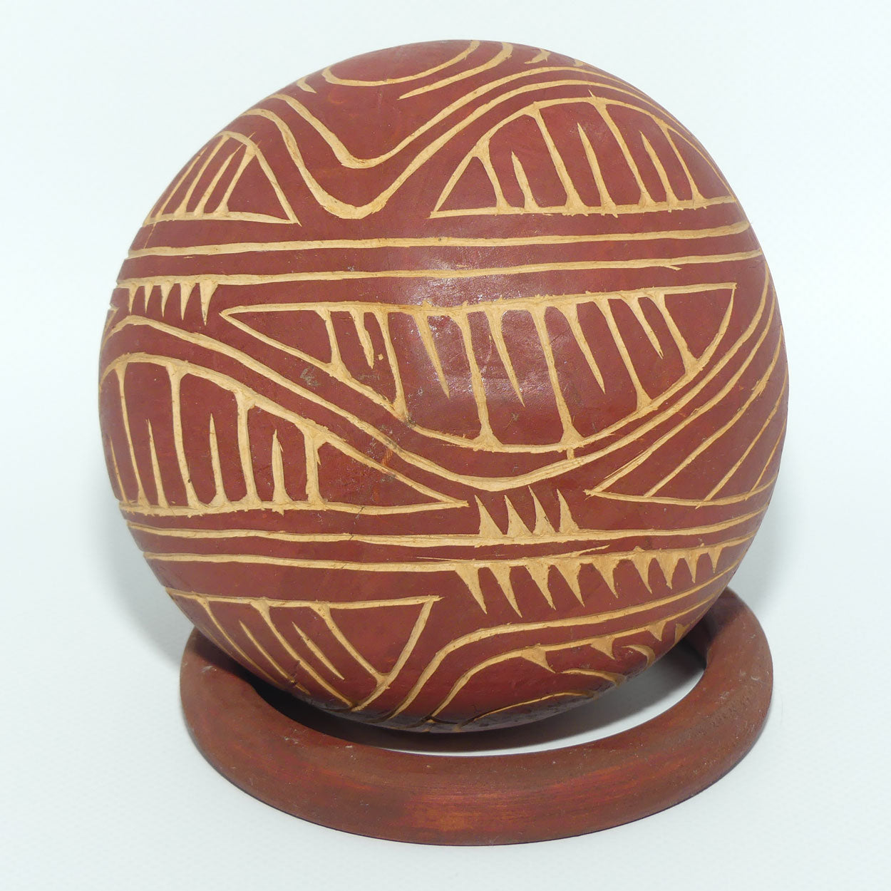 PNG Artifact | Carved Coconut Basket on stand