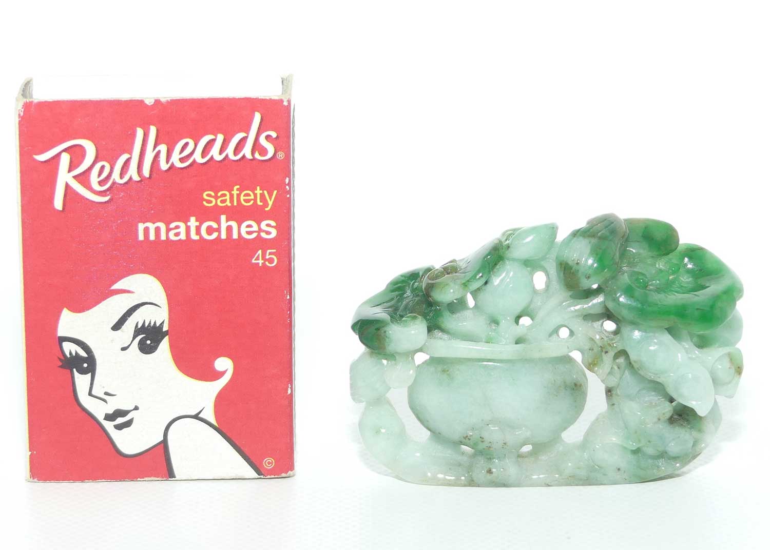 Finely carved Jade Floral panel in delicate wooden frame