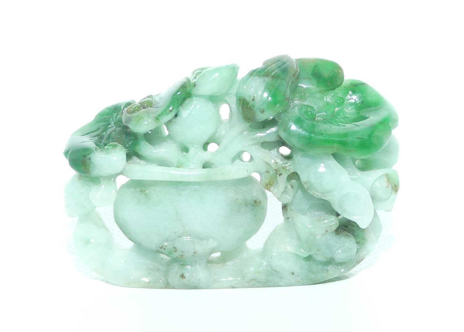 Finely carved Jade Floral panel in delicate wooden frame