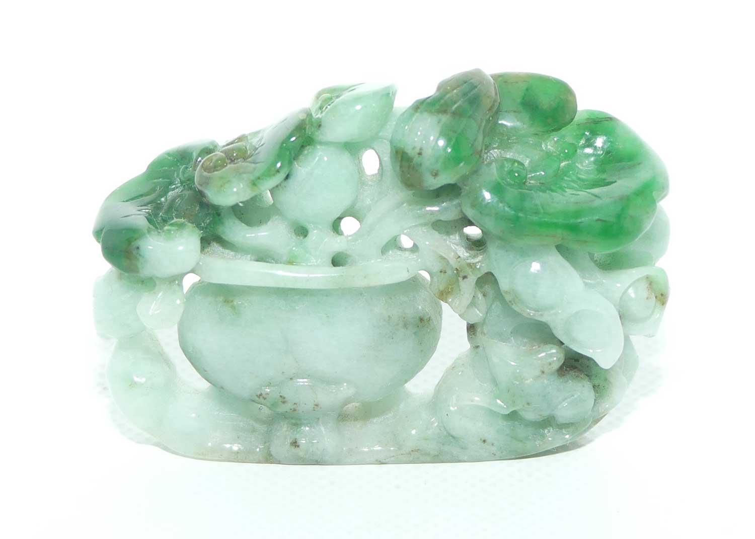 Finely carved Jade Floral panel in delicate wooden frame