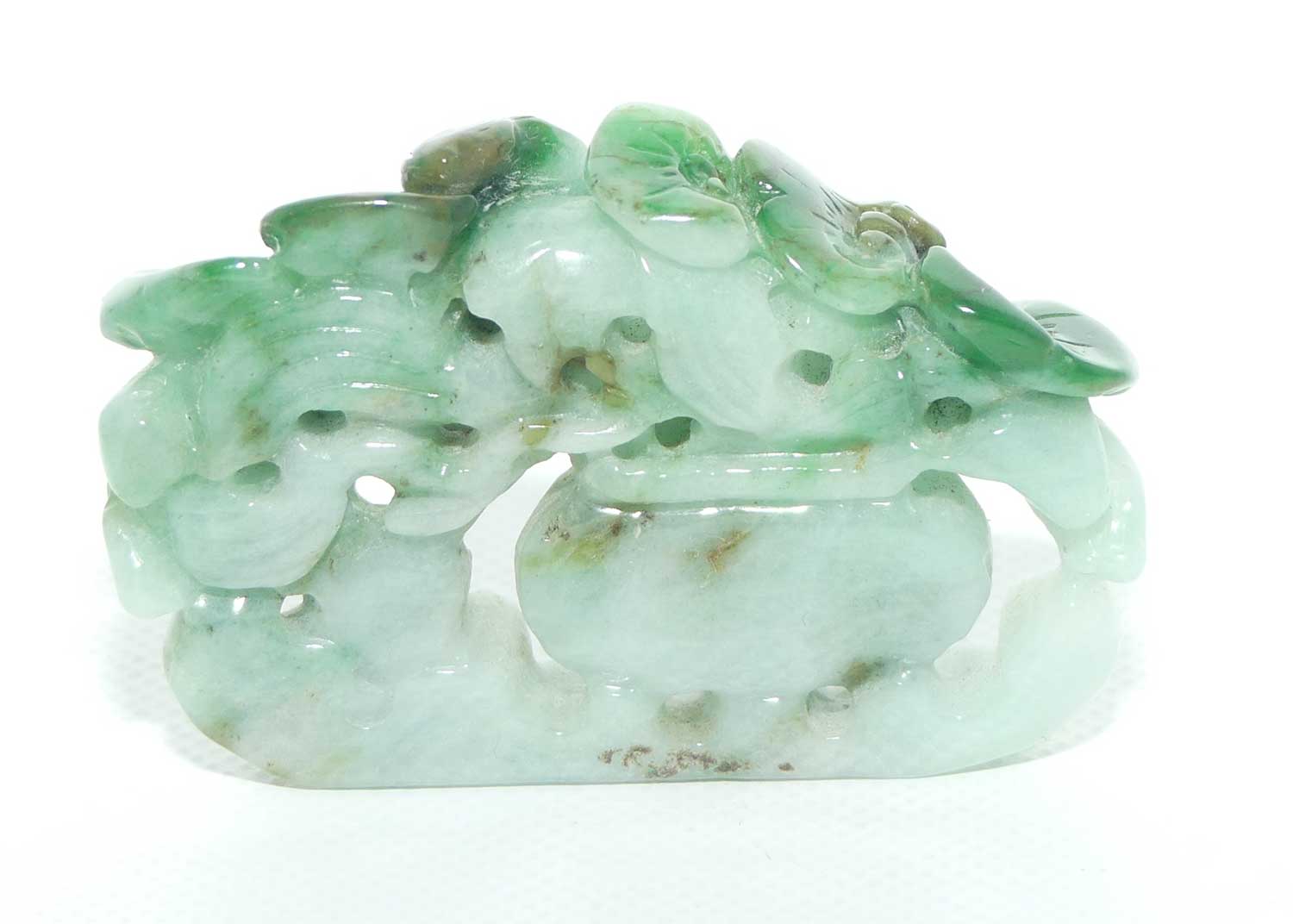 Finely carved Jade Floral panel in delicate wooden frame