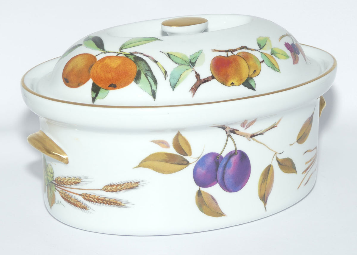 Royal Worcester Vitreous Bakeware | Evesham pattern | Gold Trim | Oval Casserole dish