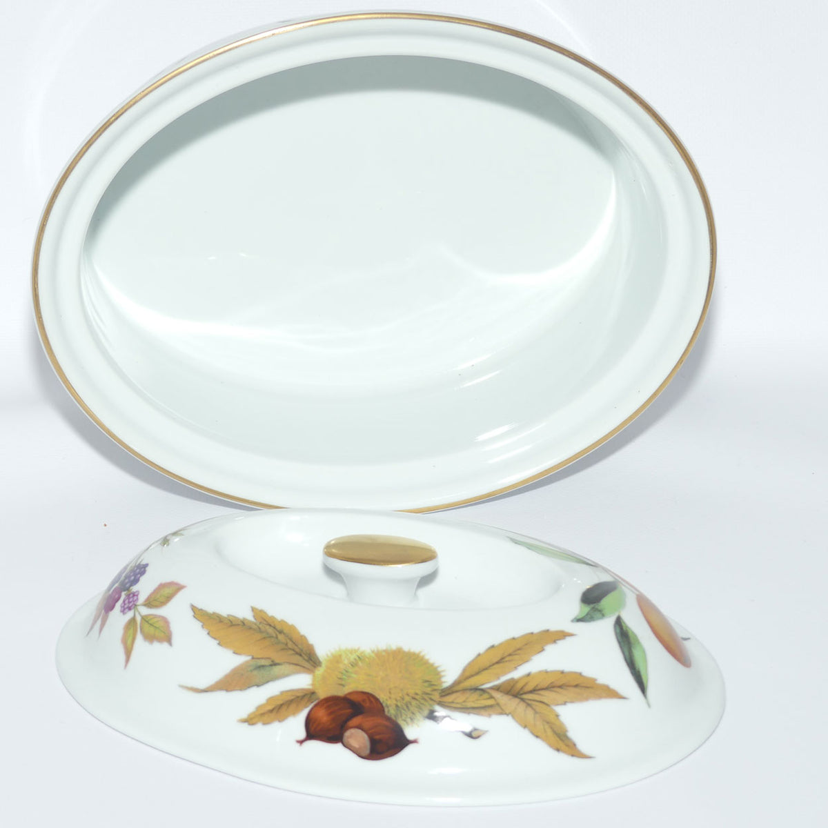 Royal Worcester Vitreous Bakeware | Evesham pattern | Gold Trim | Oval Casserole dish