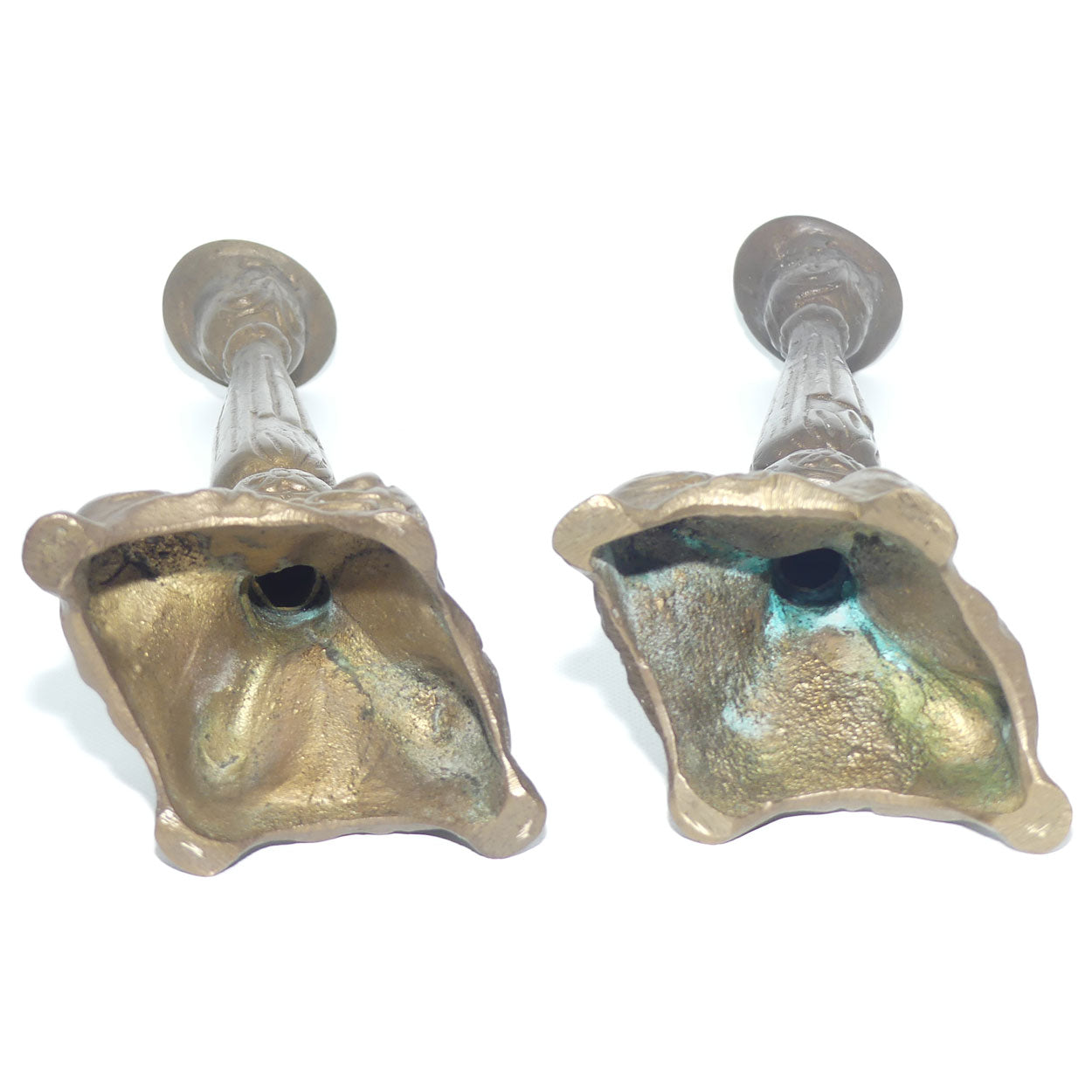 Pair of Victorian style Cast brass candlesticks