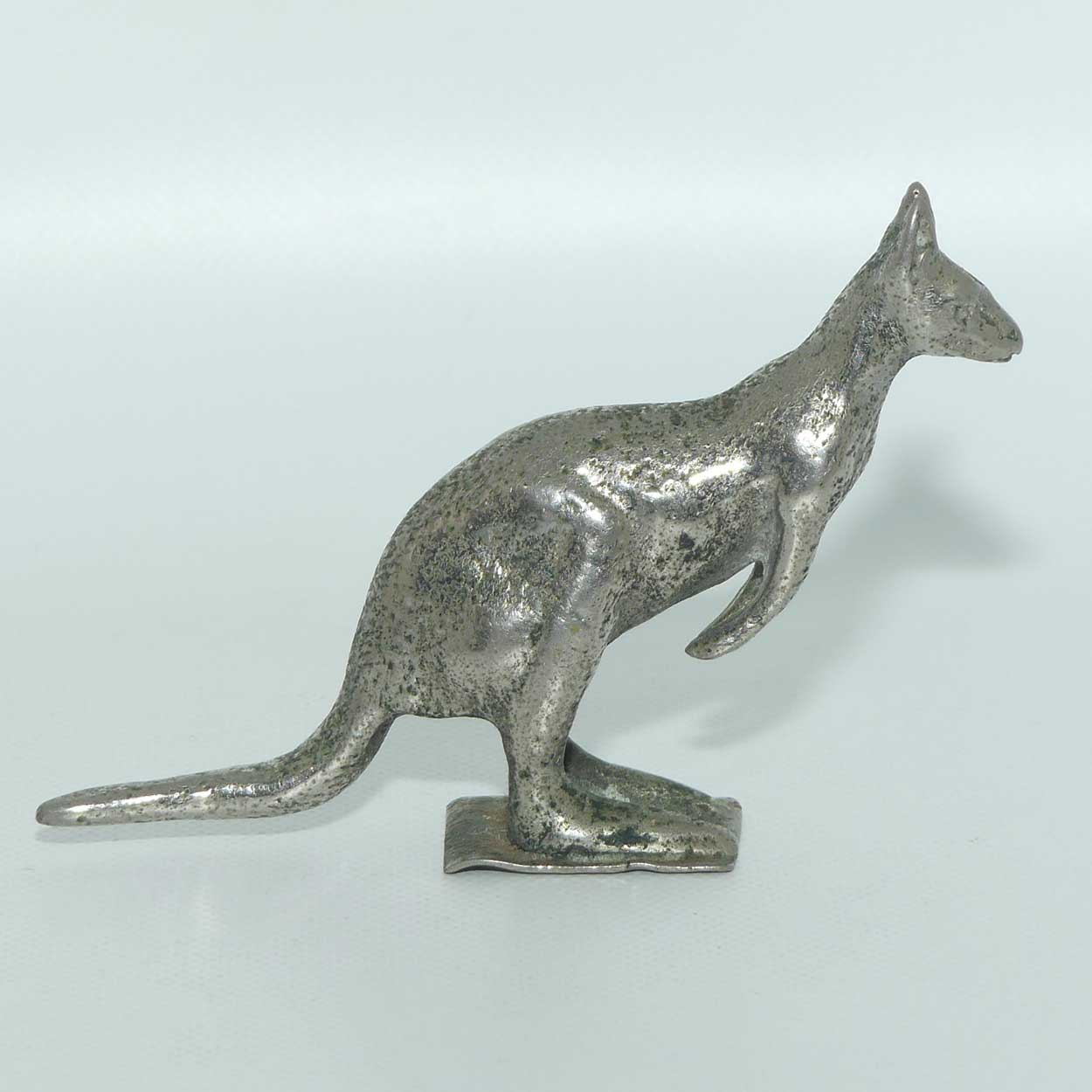 Cast Metal and Nickel Plated Australiana Kangaroo figure